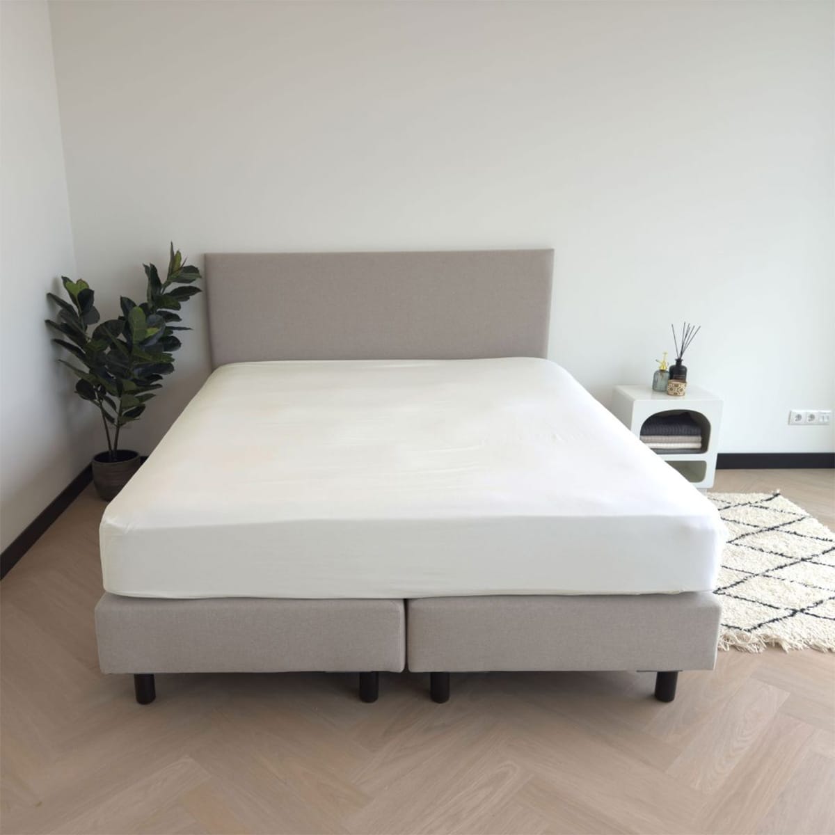 Kayori Isis Egyptisch Satijn Hoeslaken Off-white - Afbeelding 4