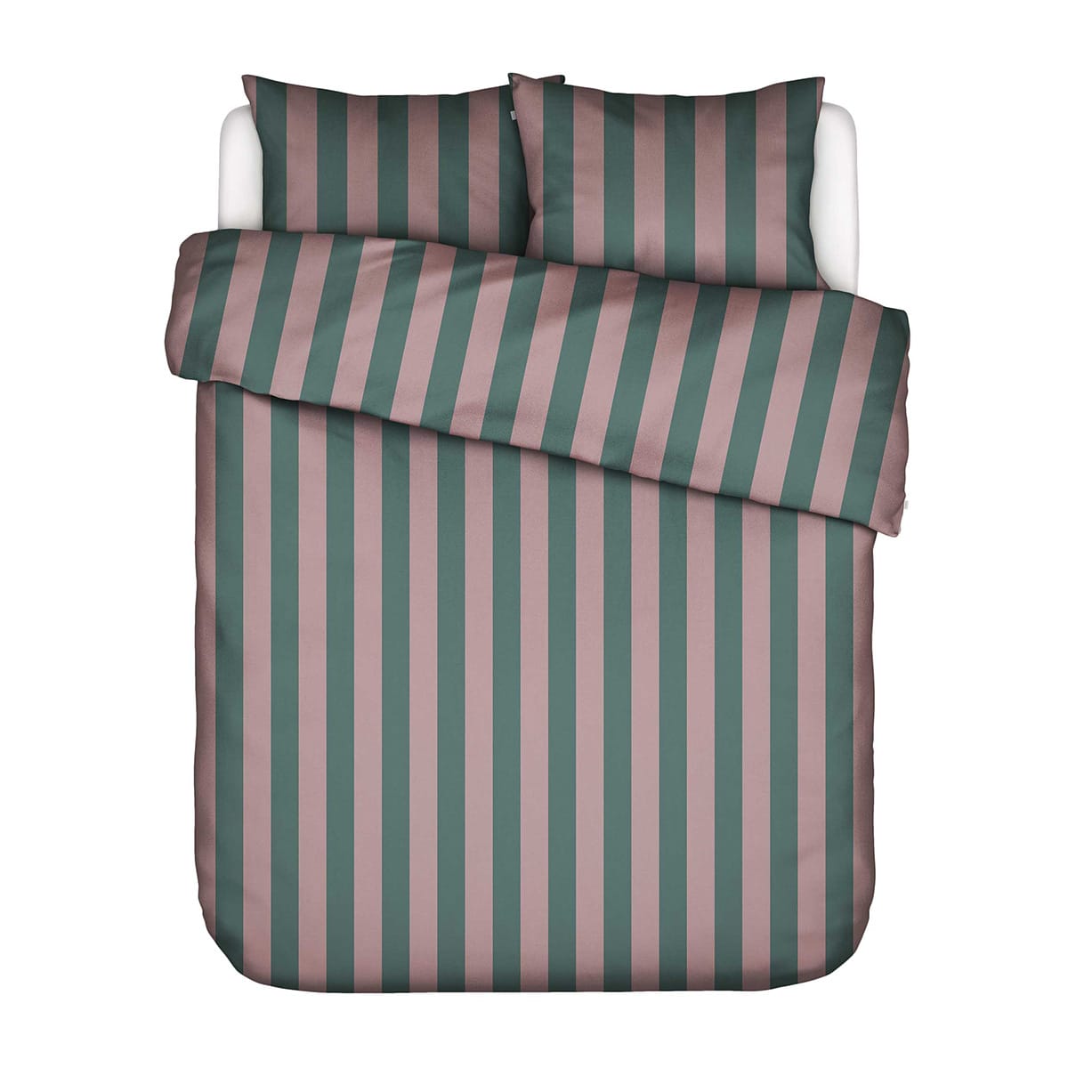 Essenza Minte Stripe Dekbedovertrek Woodrose Dark Teal - Afbeelding 2