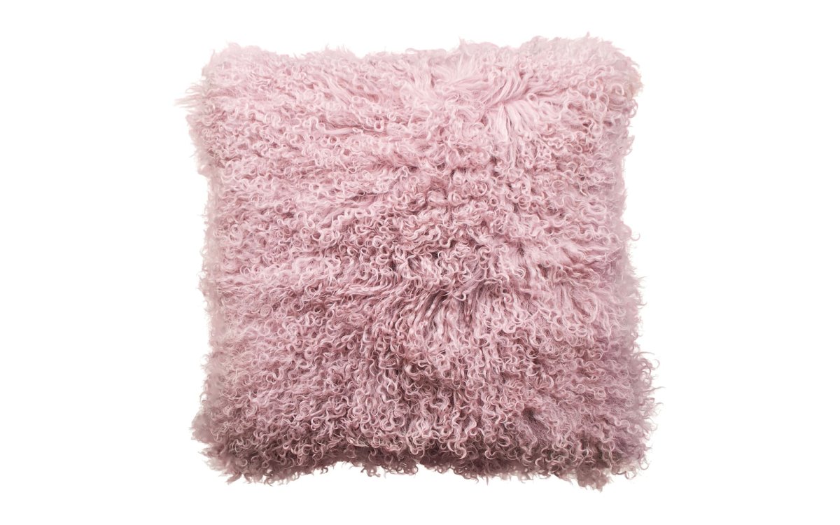 Schapenvacht sierkussen Tibet Roze 45x45cm - Afbeelding 2