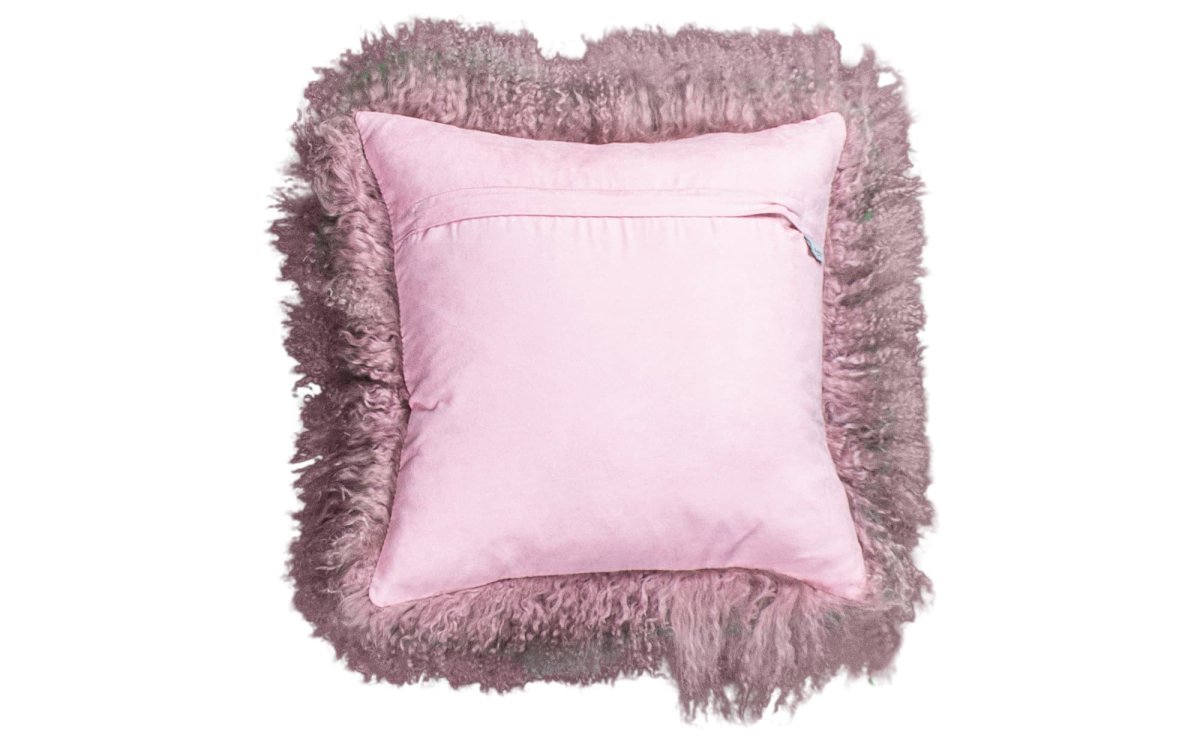 Schapenvacht sierkussen Tibet Roze 45x45cm - Afbeelding 3