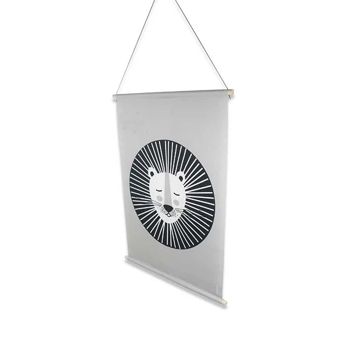 XL textielposter met leeuw in zwart wit - Afbeelding 4