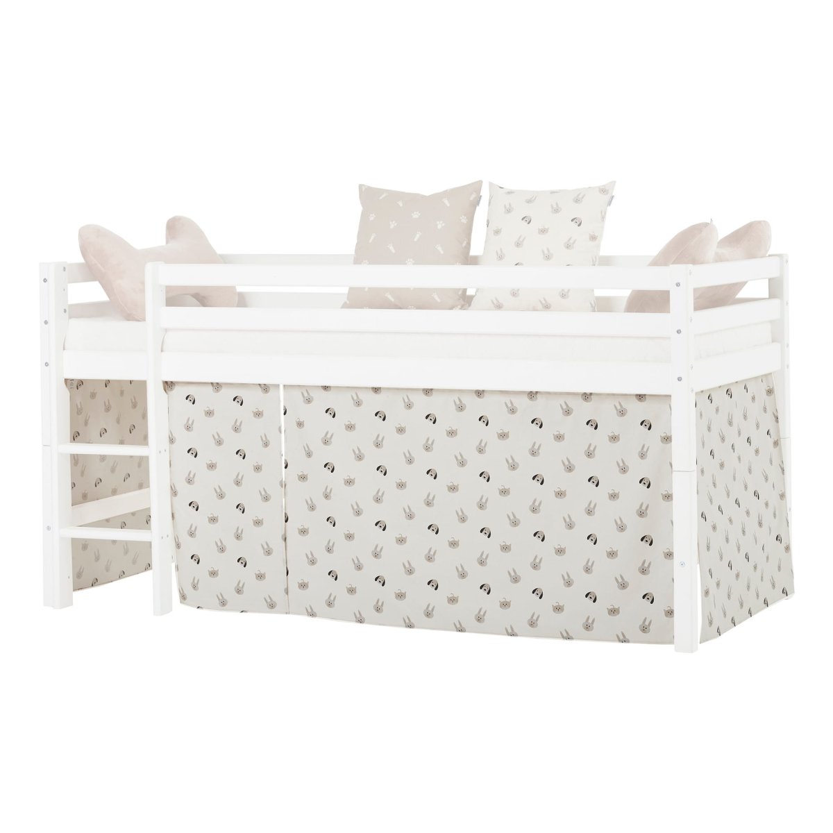 Hoppekids Huisdieren beige bedgordijn - Afbeelding 3