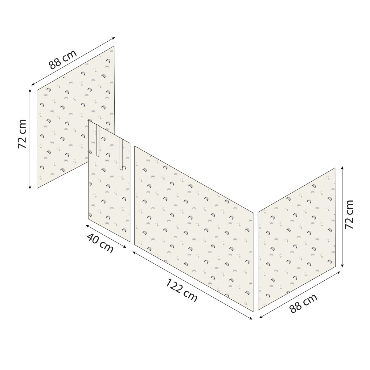Hoppekids Huisdieren beige bedgordijn - Afbeelding 9