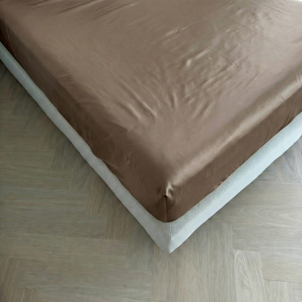 Kayori Saya Katoensatijn Hoeslaken Taupe - Afbeelding 3
