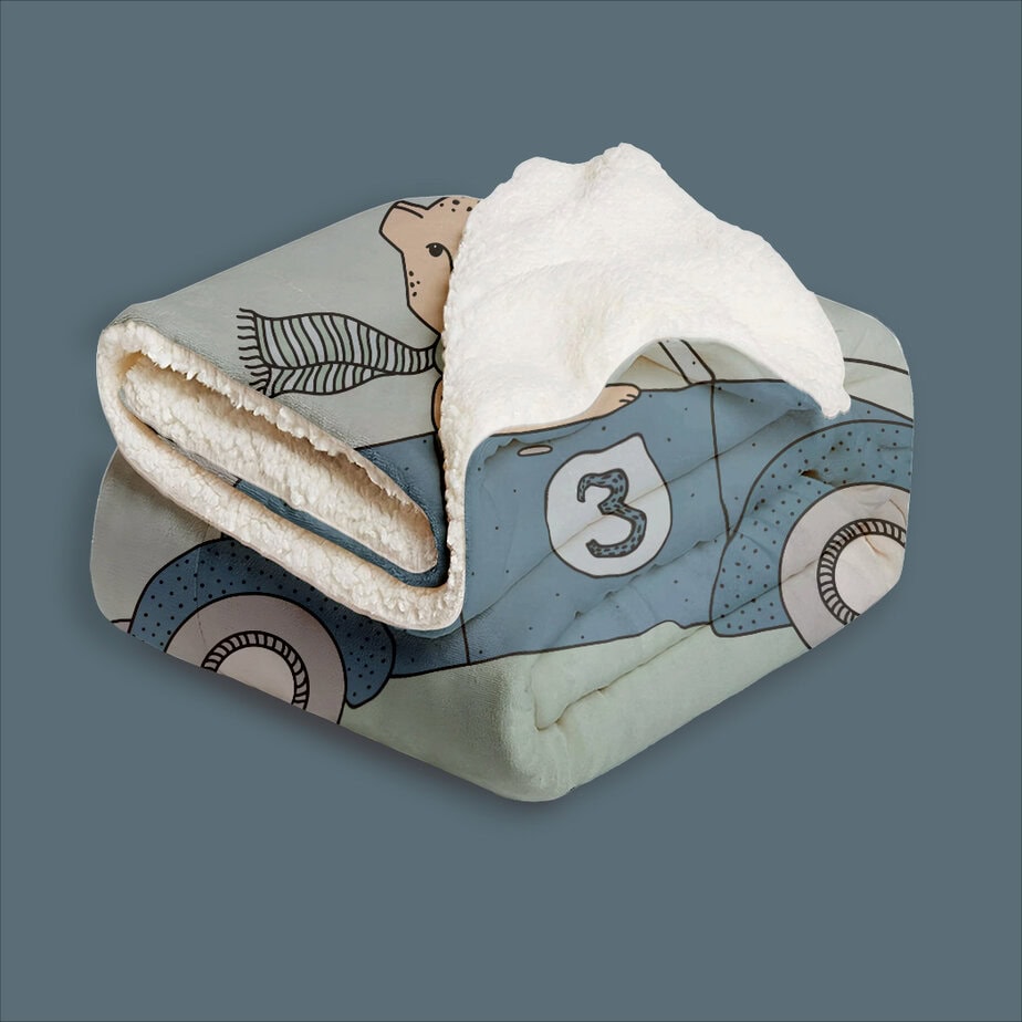 Fleece deken met dieren onderweg | met naam - Afbeelding 4