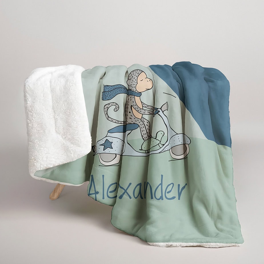 Fleece deken met dieren onderweg | met naam - Afbeelding 5