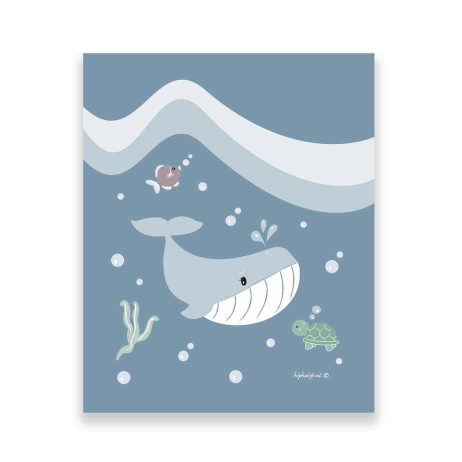 Fleece deken met grote walvis print - Afbeelding 3