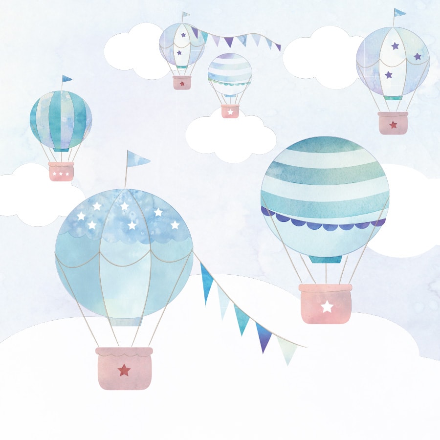XL behang met luchtballonnen in blauw - Afbeelding 3