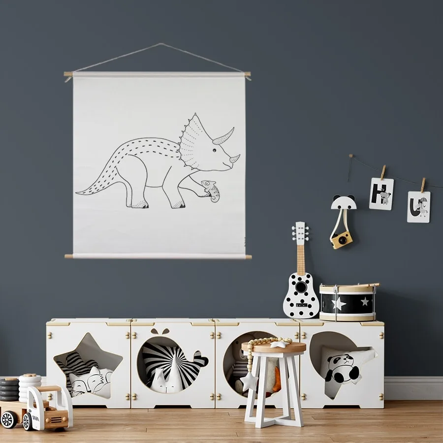 XL textielposter dino zwart wit - Afbeelding 2