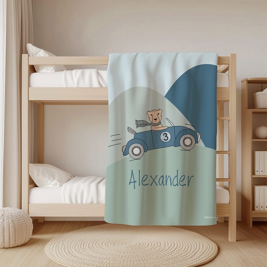 Fleece deken met dieren onderweg | met naam - Afbeelding 3