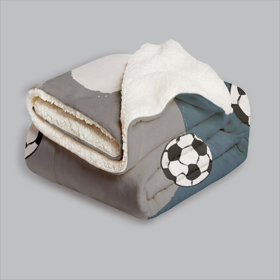 Fleece deken met voetbal print en naam of tekst - Afbeelding 4
