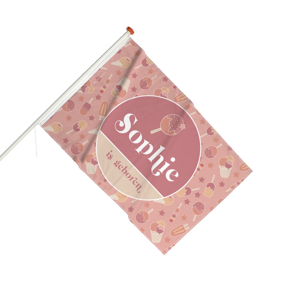 Geboortevlag met roze ijsjes - Afbeelding 2