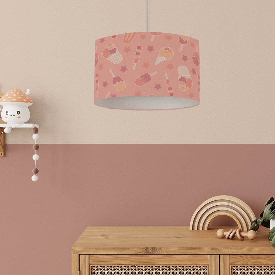 Hanglamp met ijsjes print in roze voor de meisjeskamer - Afbeelding 3