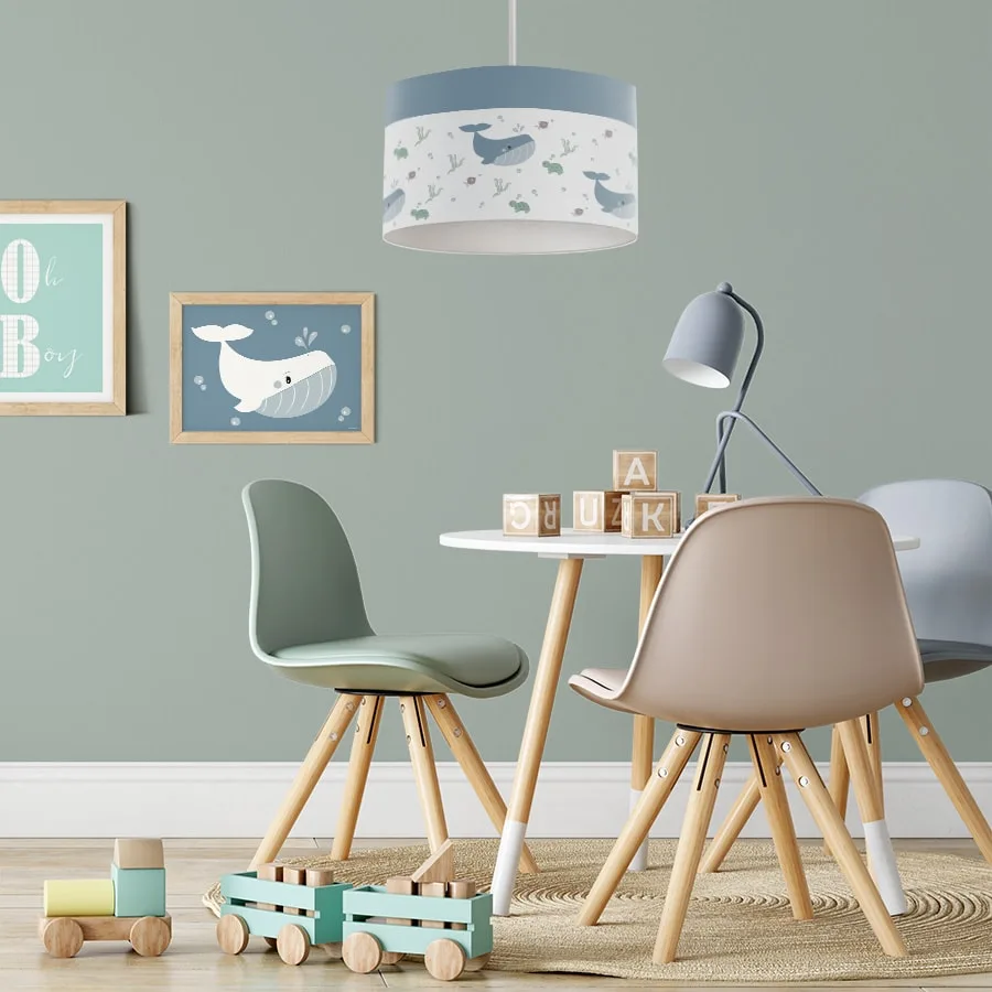 Hanglamp walvis print blauw - Afbeelding 4