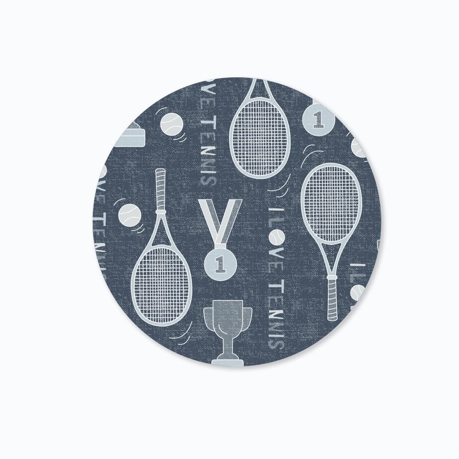 Muurcirkels met tennis print in blauw - Afbeelding 4