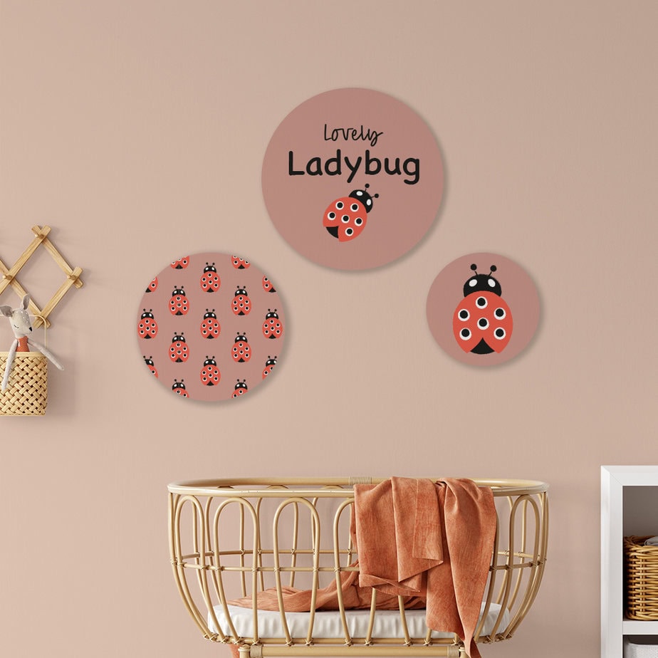Muurcirkels met lieveheersbeestjes prints | diverse kleuren - Afbeelding 3