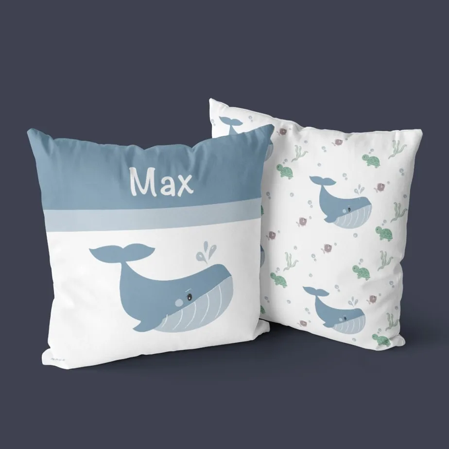 Naamkussen walvis voor de baby,- of kinderkamer - Afbeelding 3