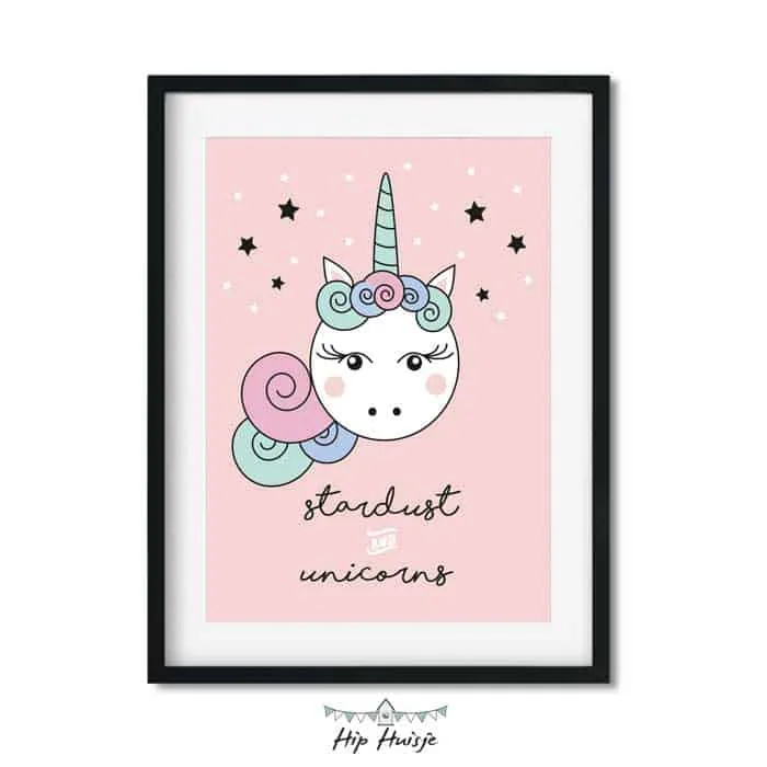 Poster eenhoorn roze. - Afbeelding 2