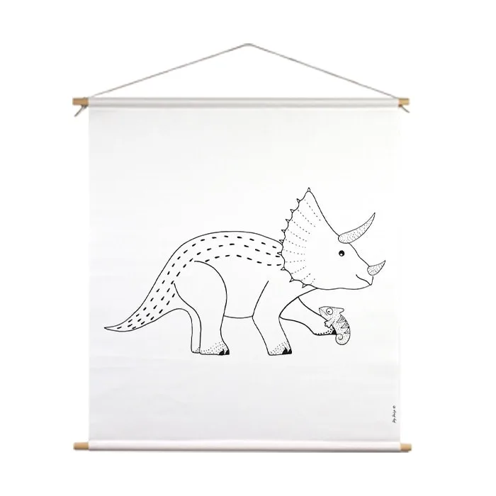 XL textielposter dino zwart wit - Afbeelding 3