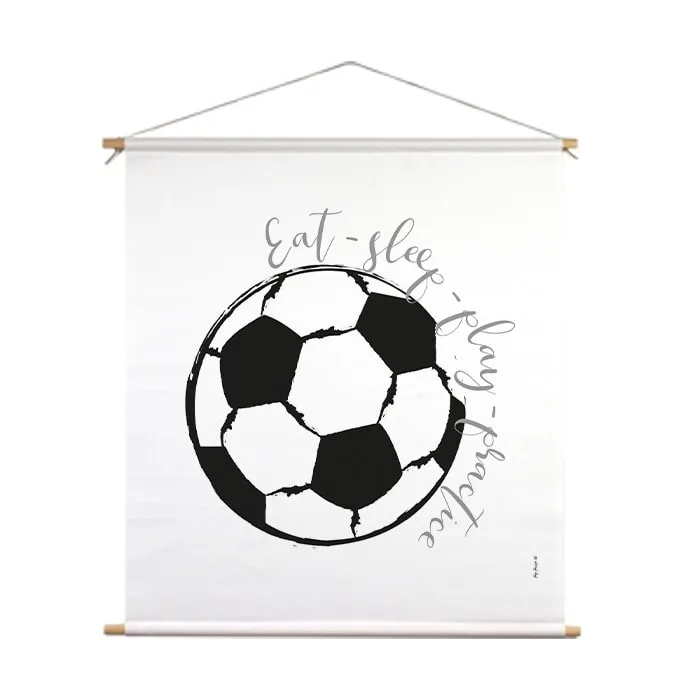 XL textielposter voetbal in zwart wit - Afbeelding 3