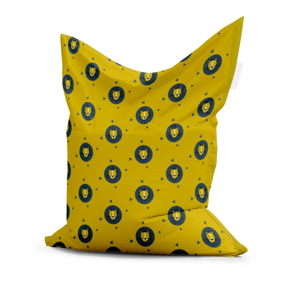 Zitzak met leeuw in okergeel met blauw - Afbeelding 4