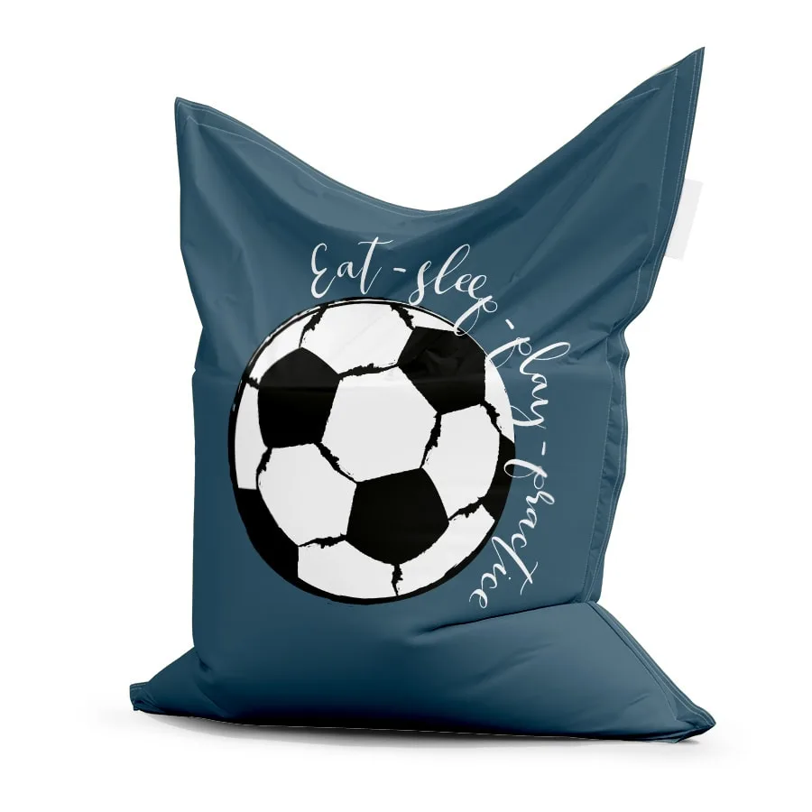 Zitzak met voetbal print in blauw en zwart wit - Afbeelding 2